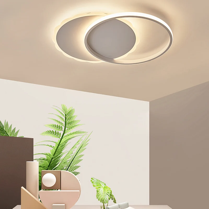Plafonnier LED rond/carré à encastrer, moderne, en acrylique, se chevauchant, en Bronze blanc Clearhalo