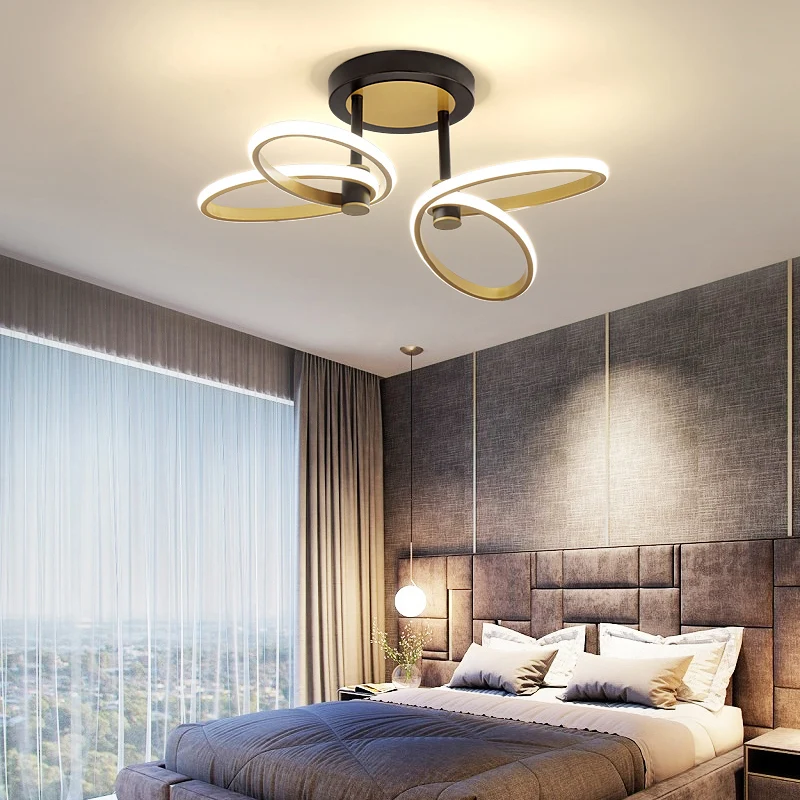 Plafonnier LED semi-encastré moderne en acrylique pour salon, couleur or, papillon Clearhalo