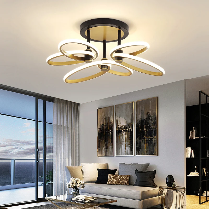 Plafonnier LED semi-encastré moderne en acrylique pour salon, couleur or, papillon Clearhalo