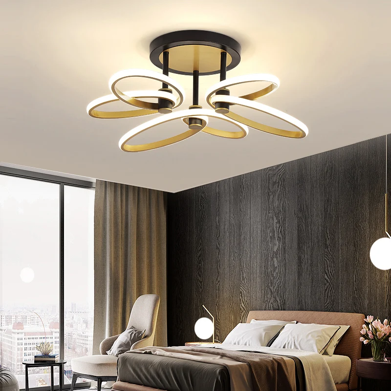 Plafonnier LED semi-encastré moderne en acrylique pour salon, couleur or, papillon Clearhalo