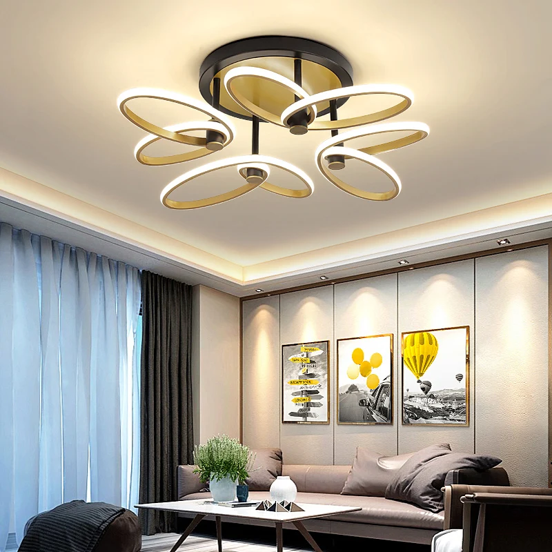 Plafonnier LED semi-encastré moderne en acrylique pour salon, couleur or, papillon Clearhalo