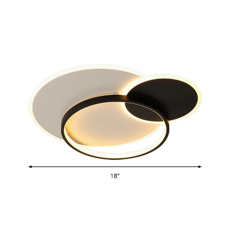 Plafonnier LED simple en acrylique noir et blanc, lumière chaude/blanche/télécommande, gradation continue, 45,7 cm/54,9 cm...