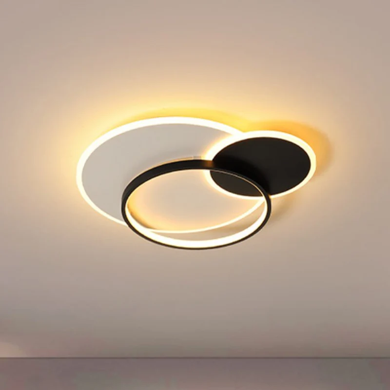 Plafonnier LED simple en acrylique noir et blanc, lumière chaude/blanche/télécommande, gradation continue, 45,7 cm/54,9 cm...