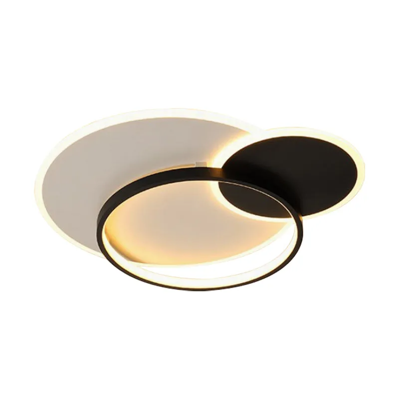 Plafonnier LED simple en acrylique noir et blanc, lumière chaude/blanche/télécommande, gradation continue, 45,7 cm/54,9 cm...