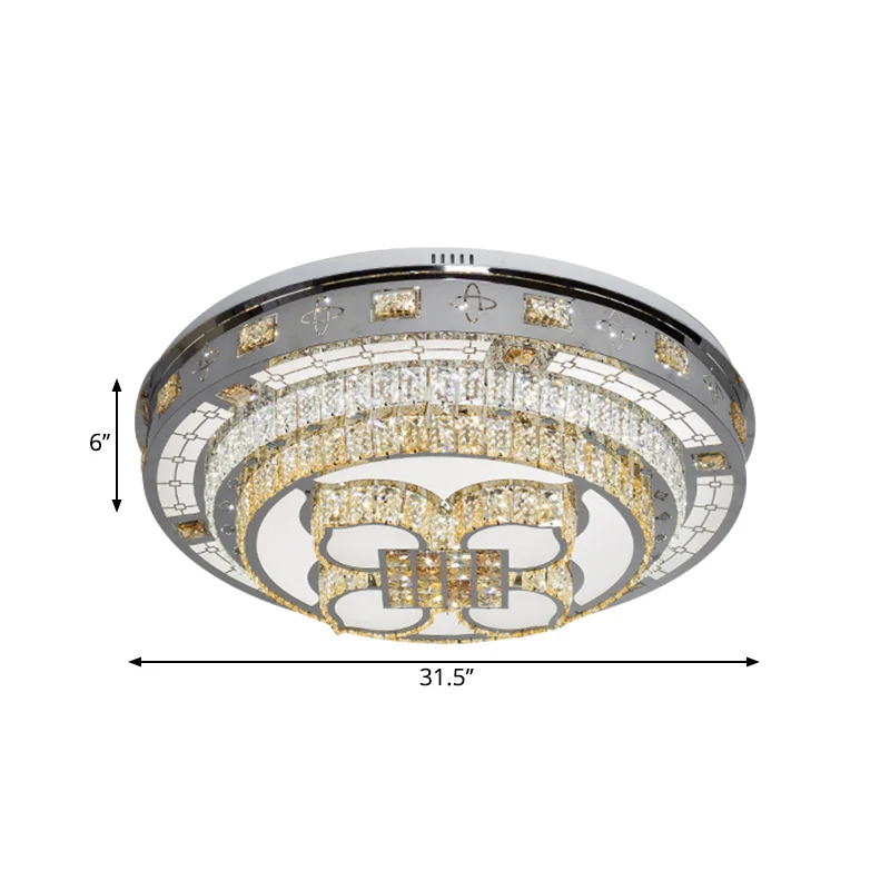 Plafonnier LED Simplicity en cristal taillé à la main, près du plafond, en chrome, lumière chaude/blanche Clearhalo