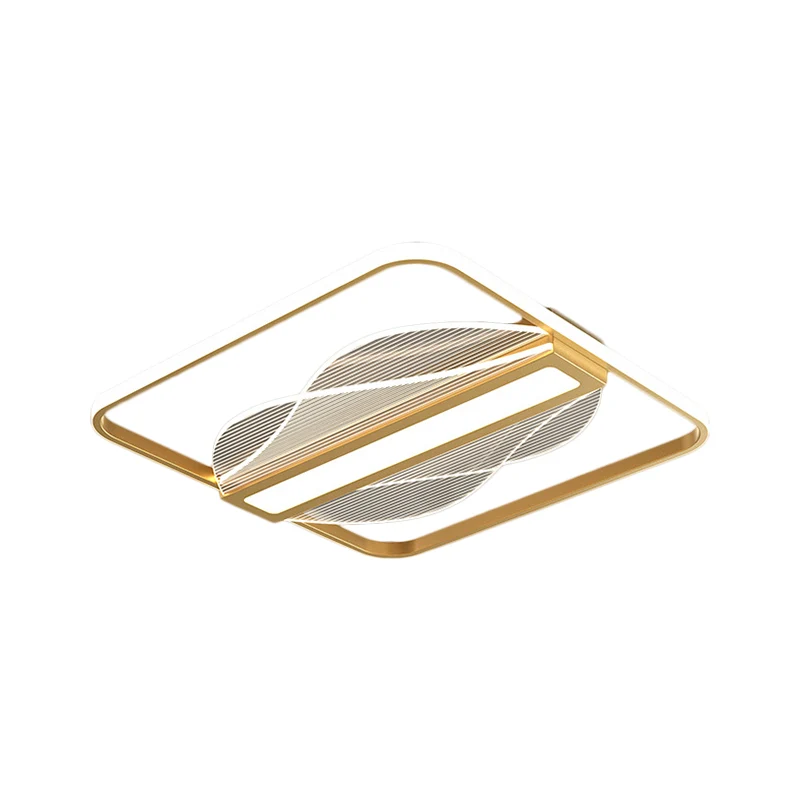 Plafonnier LED Simplicity à encastrer au carré doré avec abat-jour métallique en lumière blanche chaude, 45,7 cm/54,1 cm d...