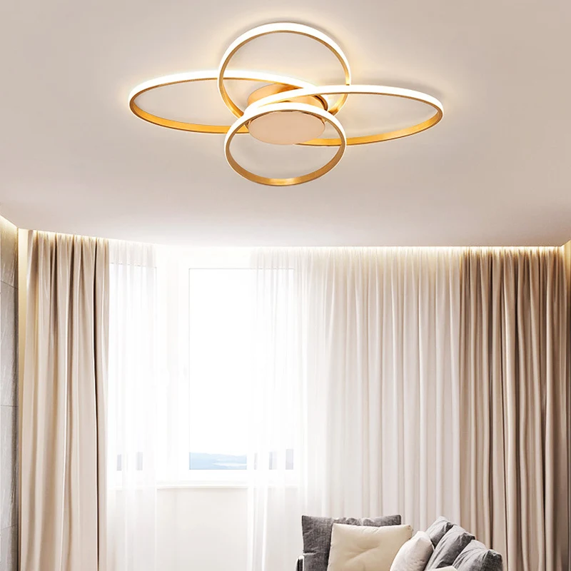 Plafonnier LED superposé doré en acrylique, design nordique, luminaire décoratif d'intérieur, idéal pour un salon Clearhalo