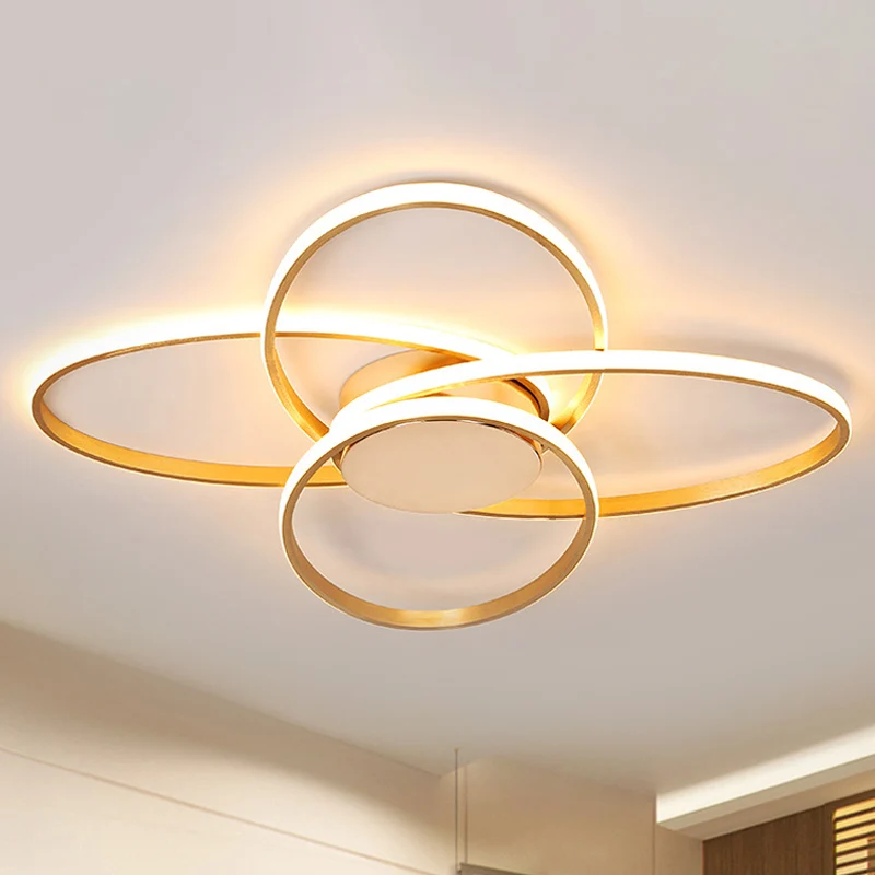 Plafonnier LED superposé doré en acrylique, design nordique, luminaire décoratif d'intérieur, idéal pour un salon Clearhalo