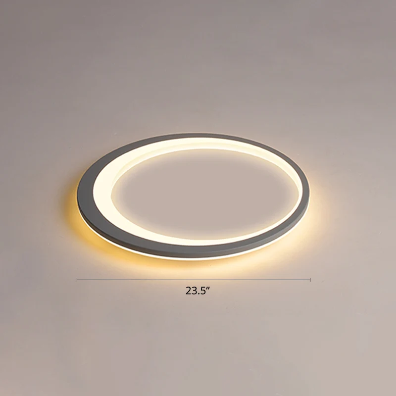 Plafonnier LED ultra fin en acrylique pour chambre à coucher, style nordique, gris-blanc Clearhalo
