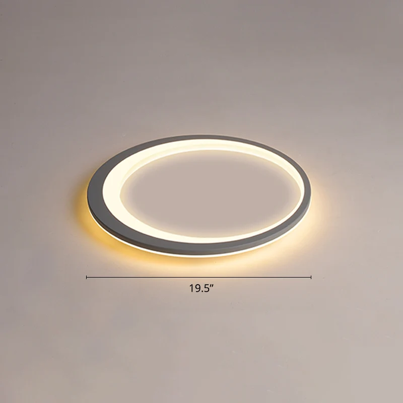 Plafonnier LED ultra fin en acrylique pour chambre à coucher, style nordique, gris-blanc Clearhalo