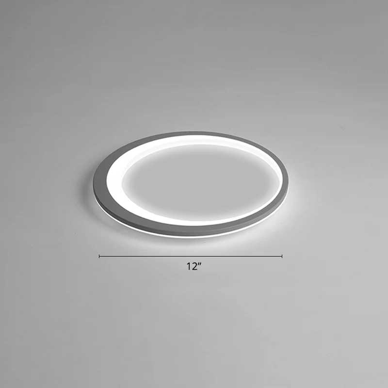 Plafonnier LED ultra fin en acrylique pour chambre à coucher, style nordique, gris-blanc Clearhalo