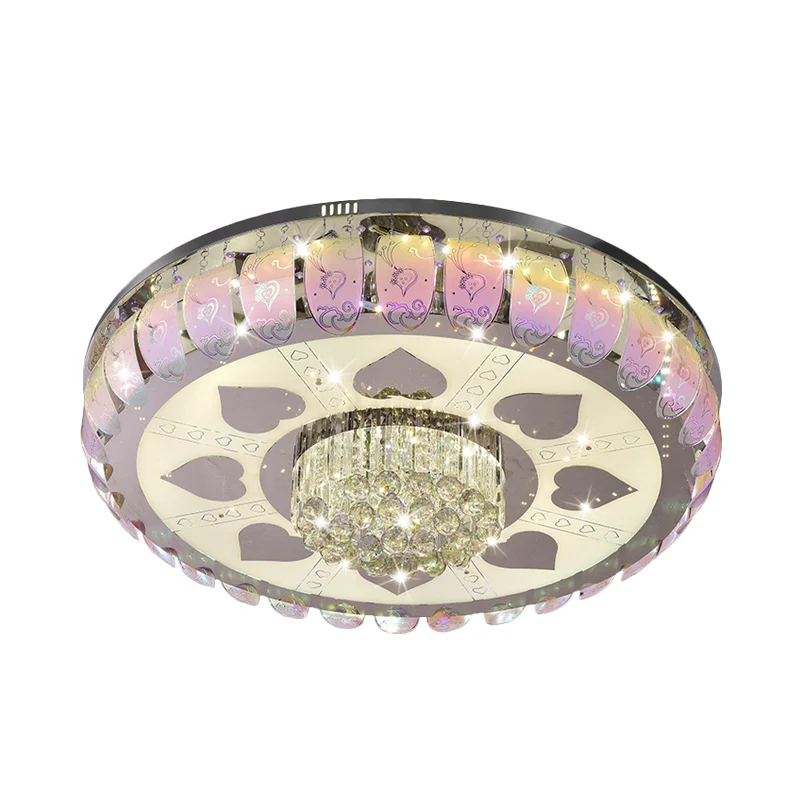 Plafonnier LED en verre à motifs contemporain chromé rond pour hall d'entrée, 19,5"/23,5" de large Clearhalo