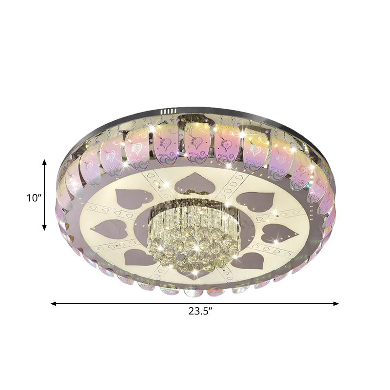 Plafonnier LED en verre à motifs contemporain chromé rond pour hall d'entrée, 19,5"/23,5" de large Clearhalo