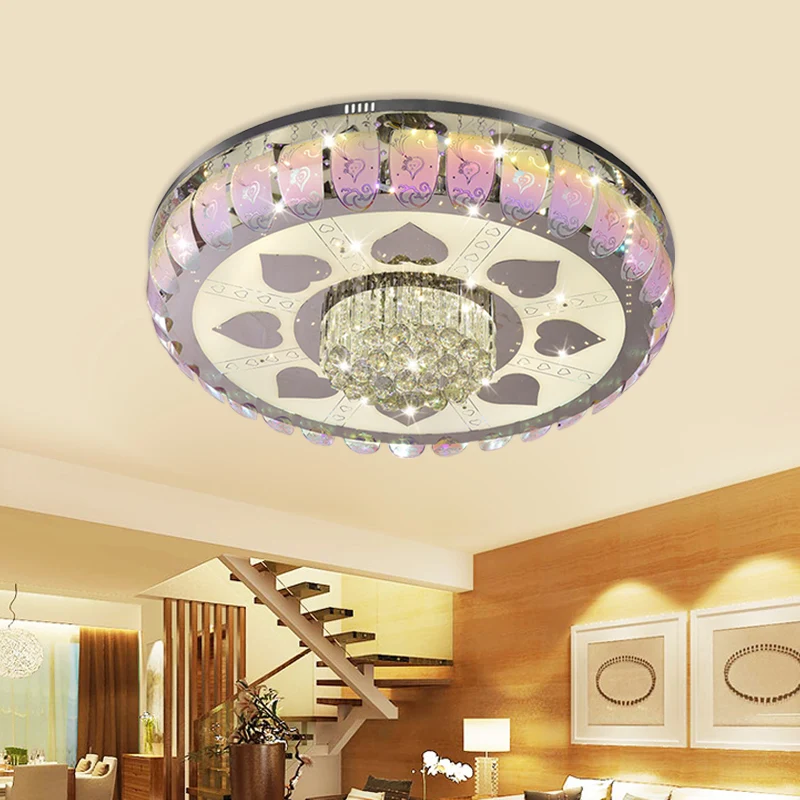 Plafonnier LED en verre à motifs contemporain chromé rond pour hall d'entrée, 19,5"/23,5" de large Clearhalo