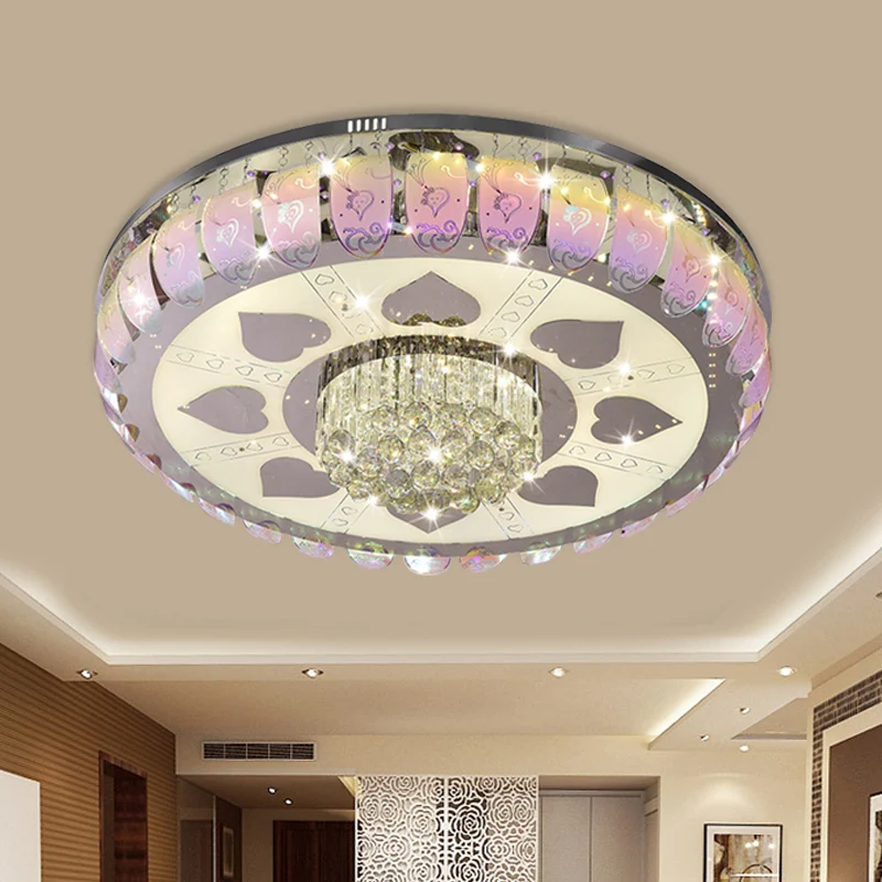 Plafonnier LED en verre à motifs contemporain chromé rond pour hall d'entrée, 19,5"/23,5" de large Clearhalo