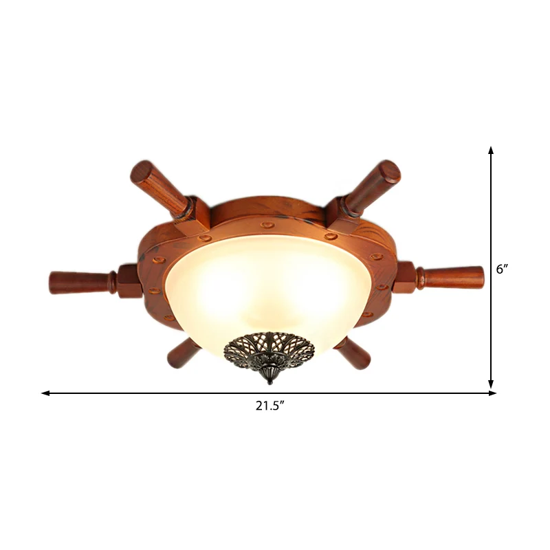 Plafonnier LED en verre opale, bol en verre opale, plafonnier moderniste marron avec Design de gouvernail pour chambre à c...
