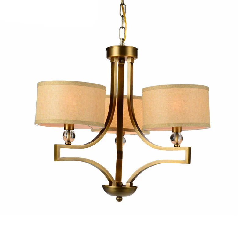 Plafonnier à 3/6 lumières, lustre suspendu en tissu à tambour traditionnel en Beige pour le salon Clearhalo