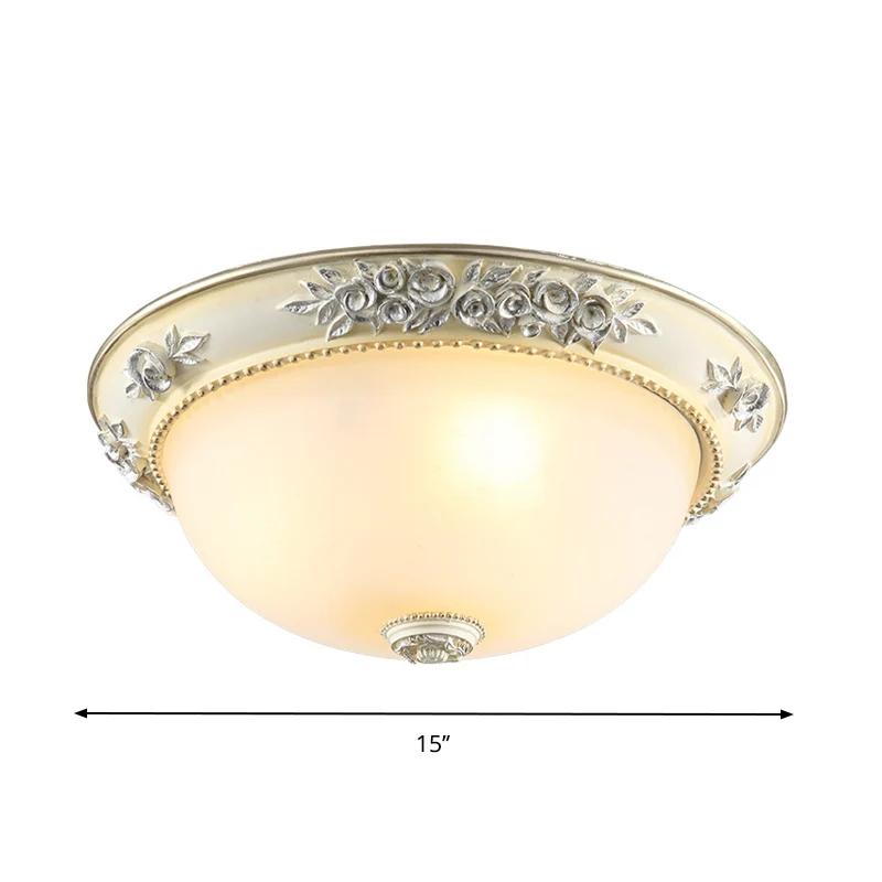 Plafonnier à 2/3 lumières de style traditionnel en forme de dôme en verre blanc proche du plafonnier, largeur 30,5 cm/38,1...