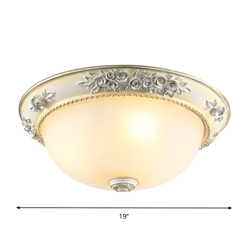 Plafonnier à 2/3 lumières de style traditionnel en forme de dôme en verre blanc proche du plafonnier, largeur 30,5 cm/38,1...