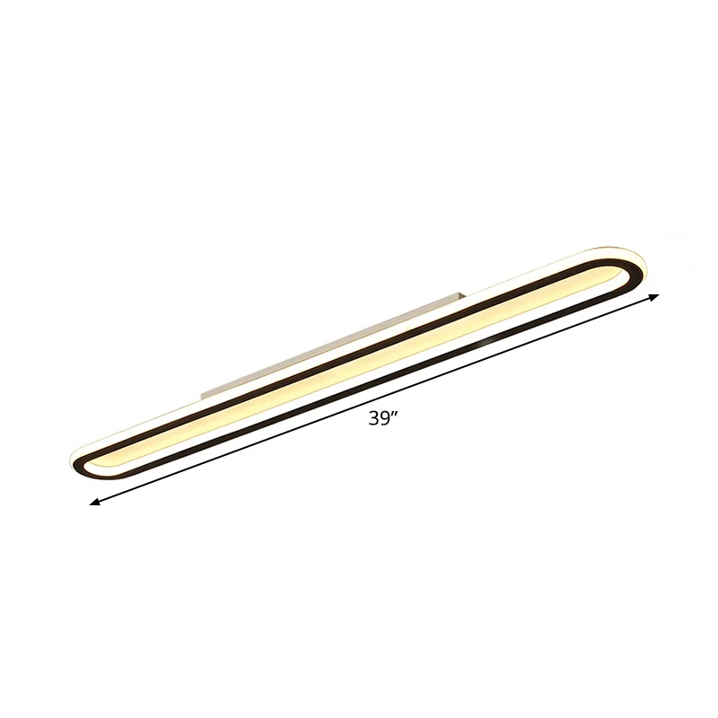 Plafonnier mince allongé Simplicity en acrylique, 16 / 23,5 / 39 po L, éclairage encastré pour couloir à LED en noir, lumi...