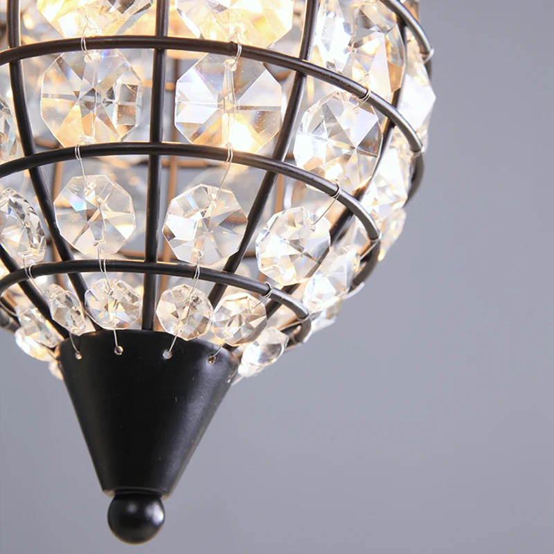 Plafonnier mini boule disco 5"/6,5" W, cadre en fer rustique, lampe semi-encastrée à 1 lumière avec drapage en cristal Cle...