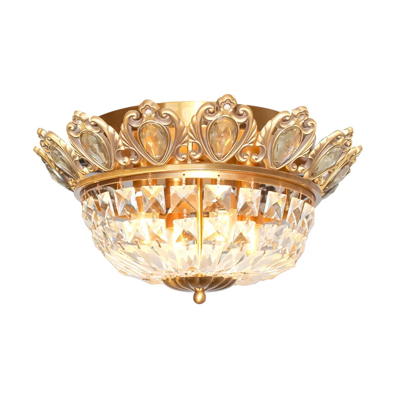Plafonnier moderne en bloc de cristal, panier à 4 têtes, éclairage encastré en or pour le salon Clearhalo