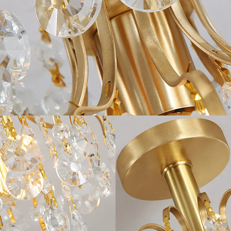 Plafonnier moderne à bras courbé en métal, 1 lumière, luminaire semi-encastré pour couloir, laiton Clearhalo