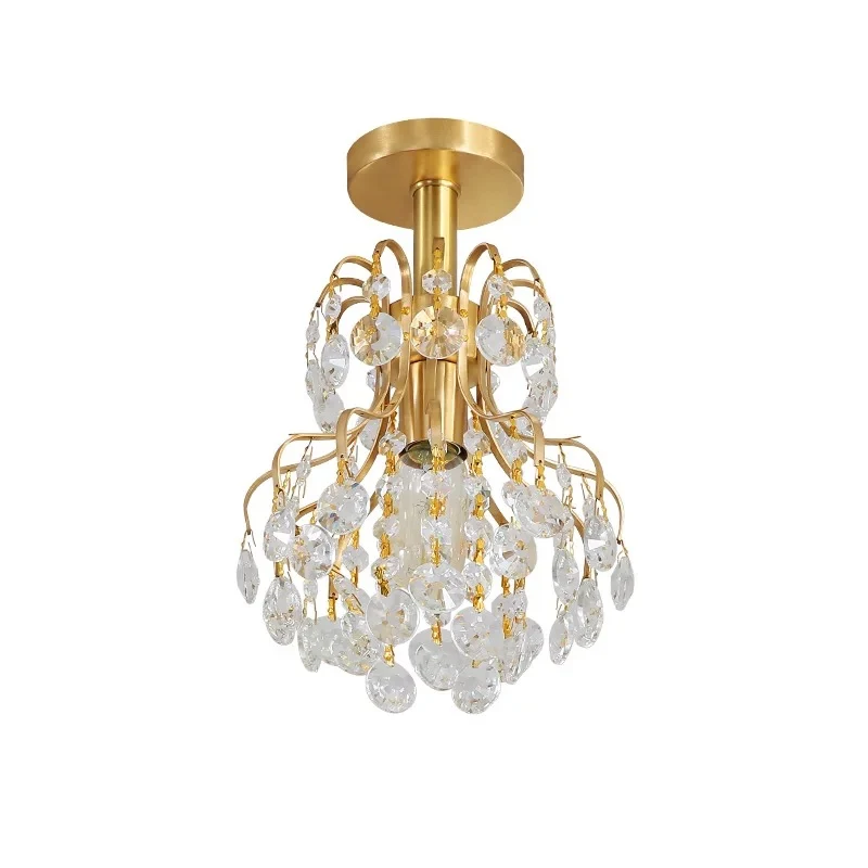 Plafonnier moderne à bras courbé en métal, 1 lumière, luminaire semi-encastré pour couloir, laiton Clearhalo