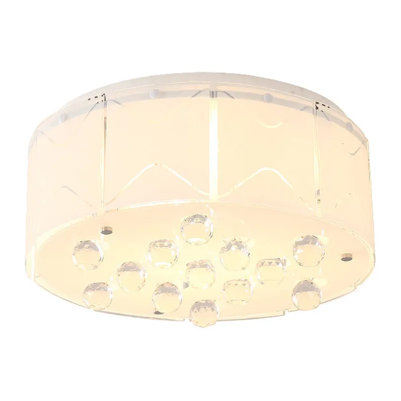 Plafonnier moderne en verre dépoli blanc, 6 ampoules, avec goutte d'orbe en cristal Clearhalo