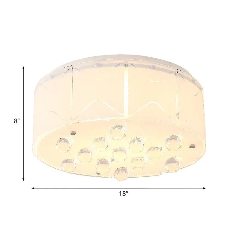 Plafonnier moderne en verre dépoli blanc, 6 ampoules, avec goutte d'orbe en cristal Clearhalo
