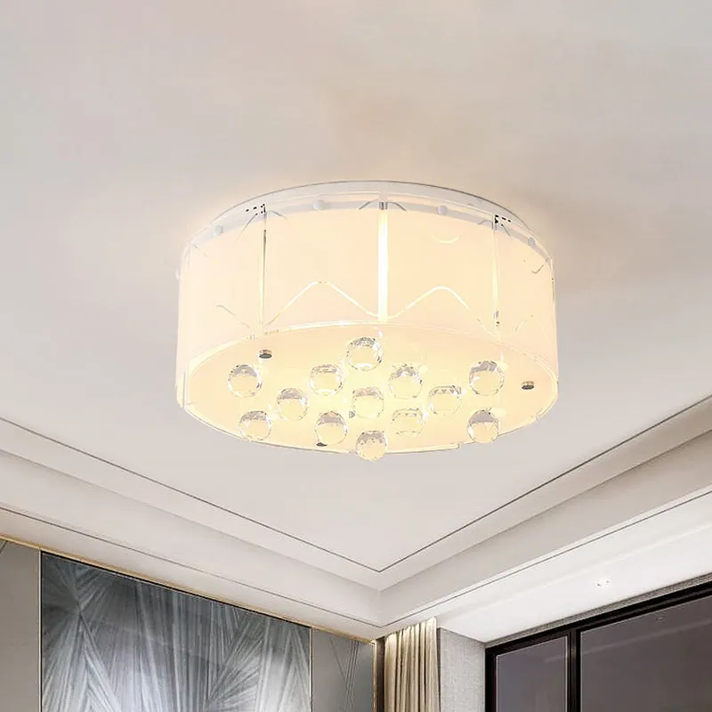 Plafonnier moderne en verre dépoli blanc, 6 ampoules, avec goutte d'orbe en cristal Clearhalo