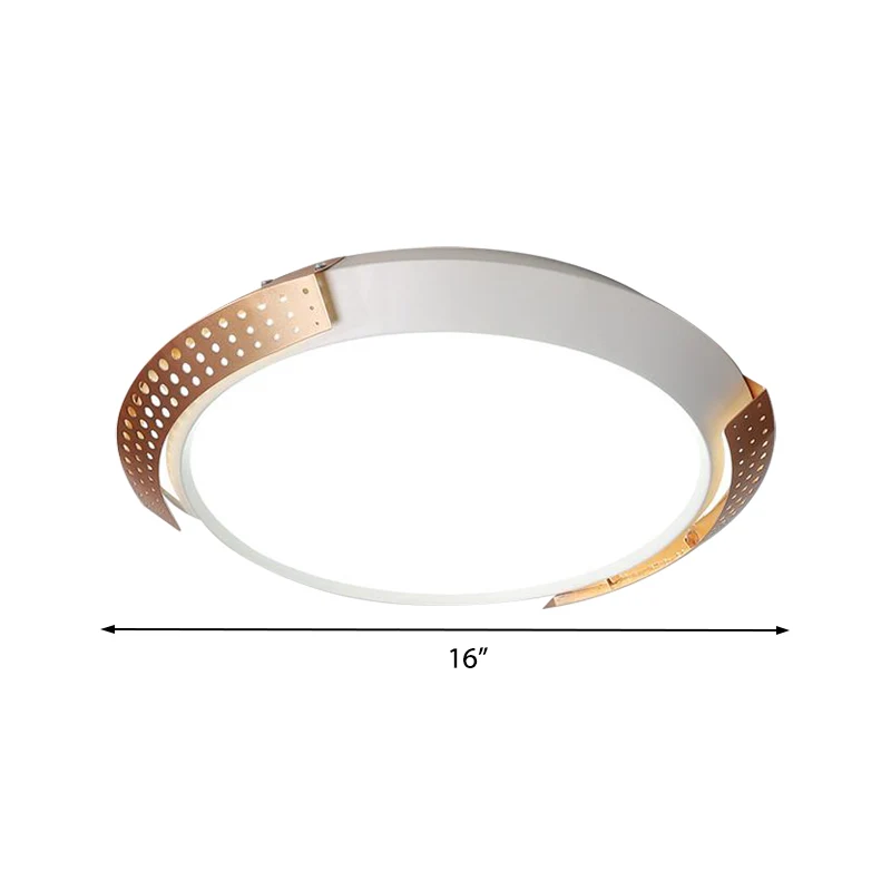 Plafonnier en métal creux rose/or, plafonnier rond moderne à montage encastré de 16 "/ 19.5" pour chambre à coucher Clearhalo