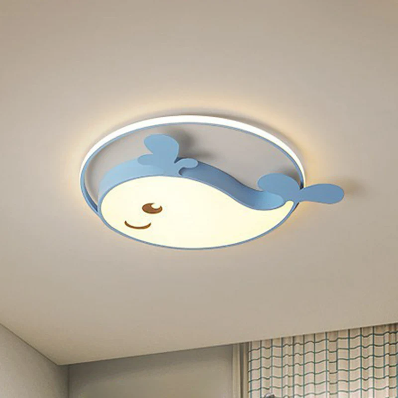 Plafonnier métallique en forme de dauphin, luminaire de plafond LED simple pour chambre d'enfant Clearhalo