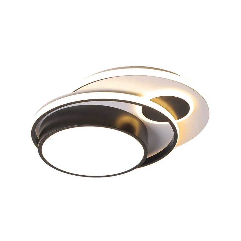 Plafonnier multi-cercles en aluminium de style nordique, luminaire LED noir et blanc, lumière chaude/blanche, 40,6 cm/49,5...
