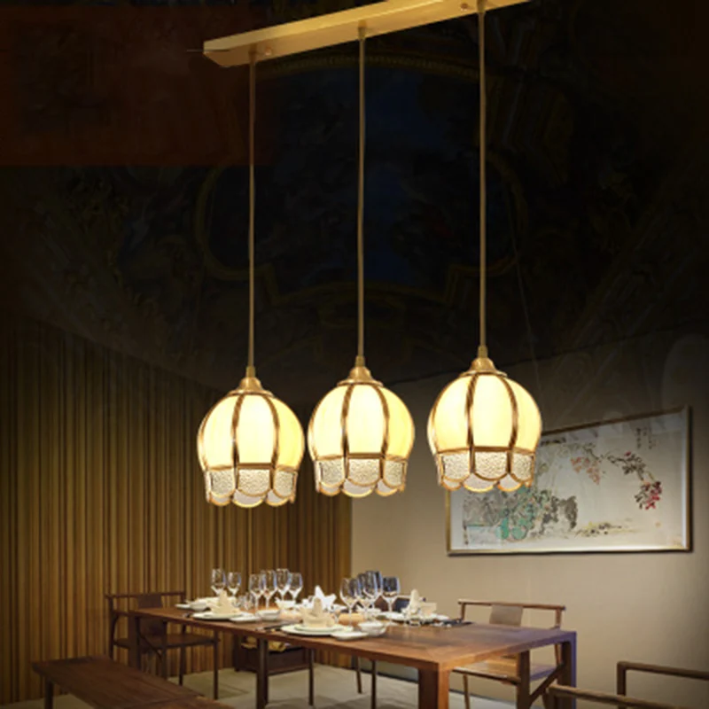 Plafonnier multi-plafonnier à 3 têtes en forme de dôme, luminaire à Suspension en verre ondulé doré Clearhalo