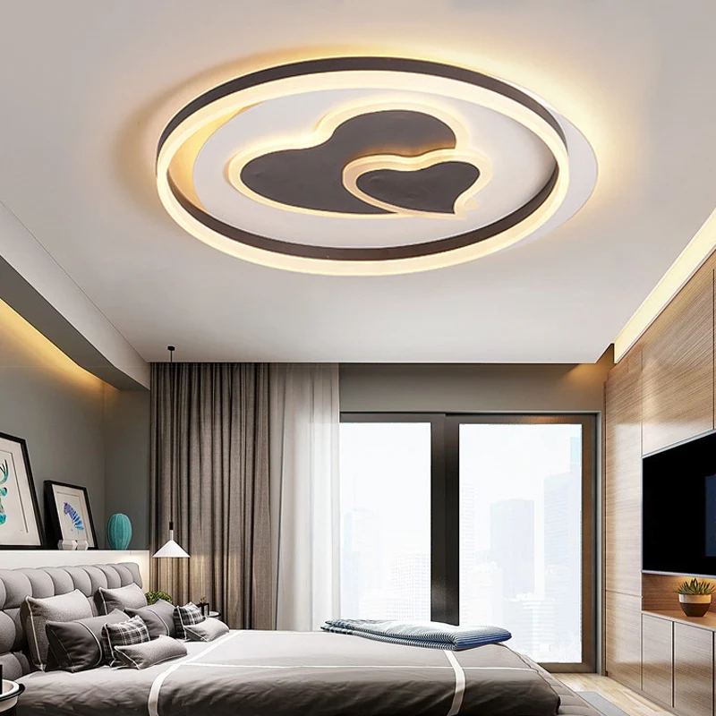 Plafonnier noir mignon 2 coeurs aimants acrylique LED plafonnier pour chambre d'enfant adulte Clearhalo