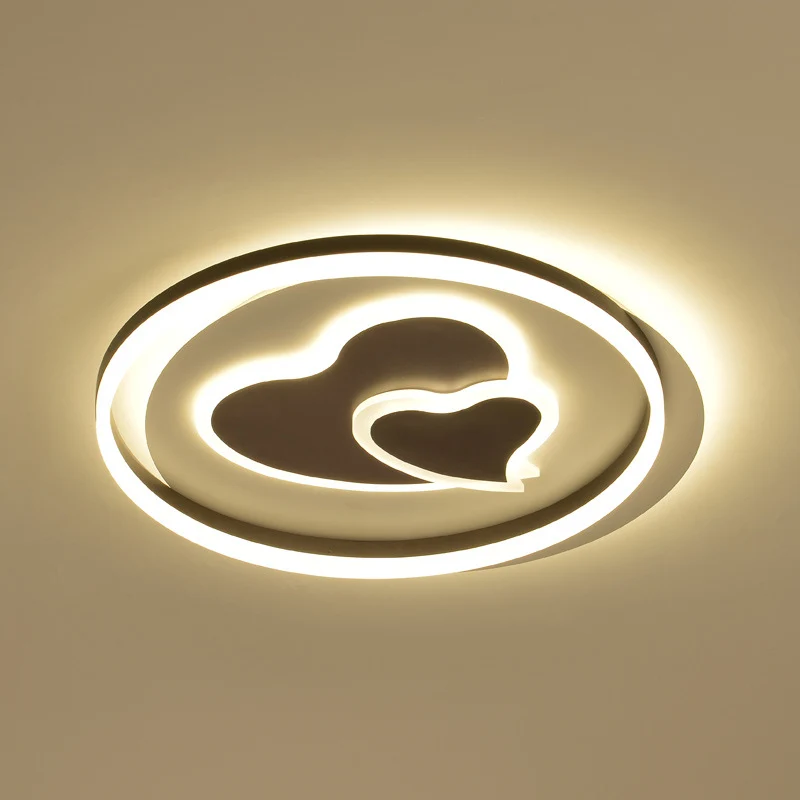 Plafonnier noir mignon 2 coeurs aimants acrylique LED plafonnier pour chambre d'enfant adulte Clearhalo