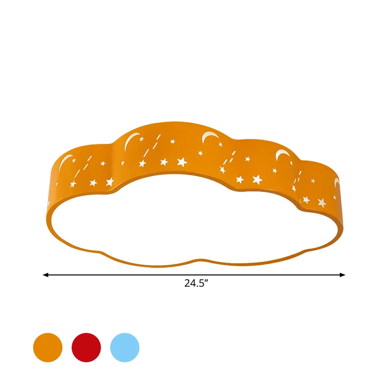 Plafonnier nuage évidé Macaron en acrylique, luminaire LED rouge/jaune/bleu, largeur 20.5"/24.5" Clearhalo