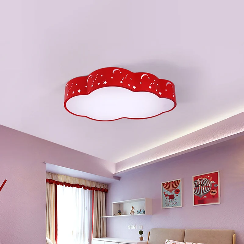 Plafonnier nuage évidé Macaron en acrylique, luminaire LED rouge/jaune/bleu, largeur 20.5"/24.5" Clearhalo
