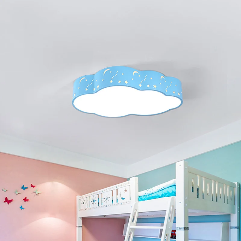 Plafonnier nuage évidé Macaron en acrylique, luminaire LED rouge/jaune/bleu, largeur 20.5"/24.5" Clearhalo