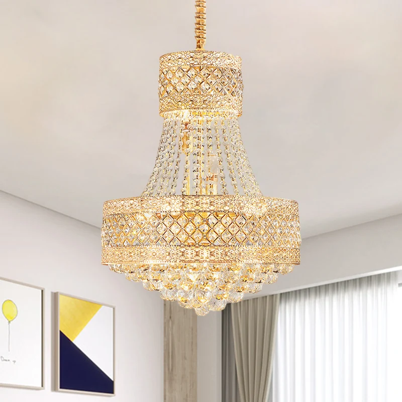 Plafonnier octogonal en cristal à suspendre, lustre contemporain à 3/5 lumières, doré, 12"/15,5" de large Clearhalo