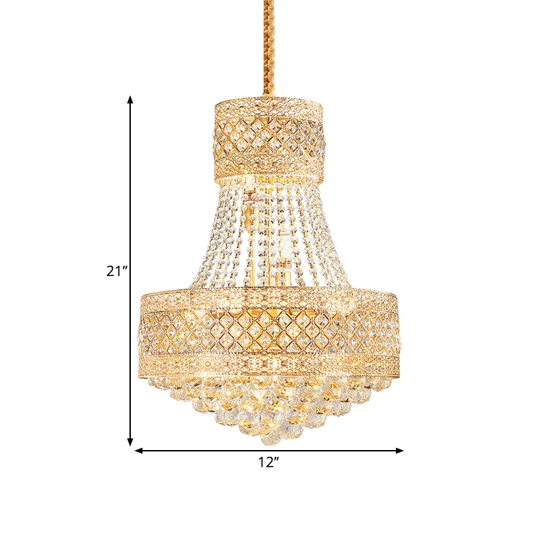 Plafonnier octogonal en cristal à suspendre, lustre contemporain à 3/5 lumières, doré, 12"/15,5" de large Clearhalo