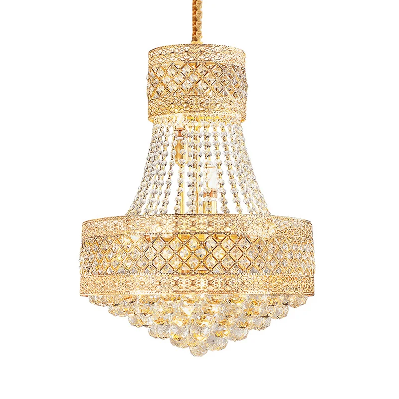 Plafonnier octogonal en cristal à suspendre, lustre contemporain à 3/5 lumières, doré, 12"/15,5" de large Clearhalo
