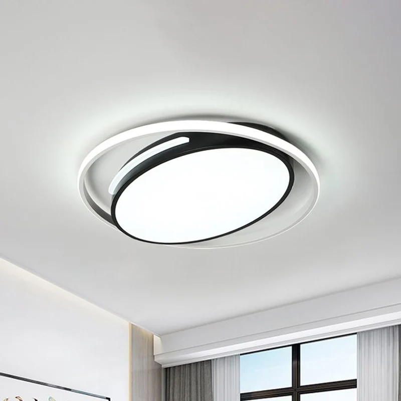 Plafonnier ovale noir de 16 / 19,5 po de large, éclairage encastré à LED métallique minimaliste avec diffuseur givré Clear...