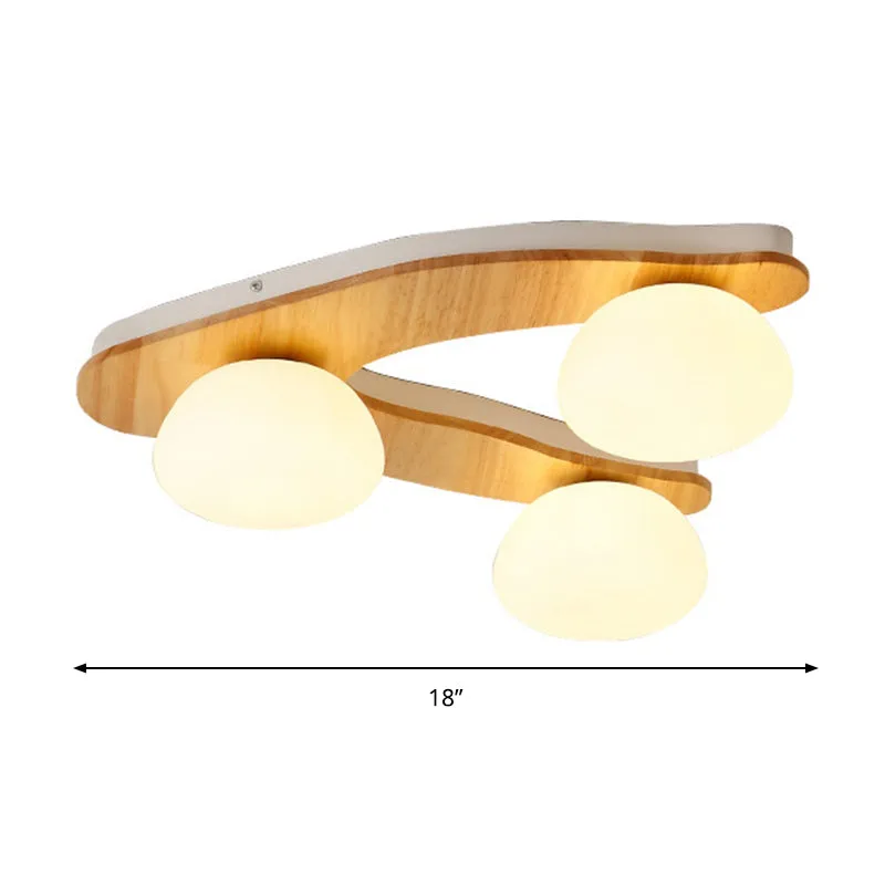 Plafonnier ovale en verre de lait et bois, style nordique élégant, luminaire de plafond pour salle d'étude Clearhalo
