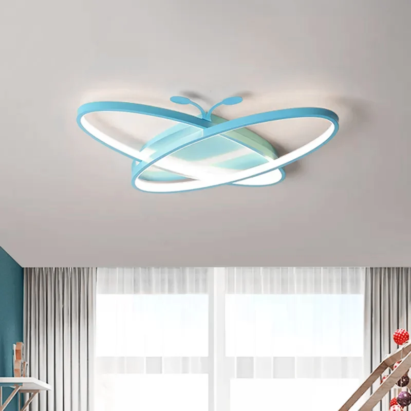 Plafonnier papillon rose/bleu, Style enfants, en fer, LED, encastré, pour la maternelle Clearhalo