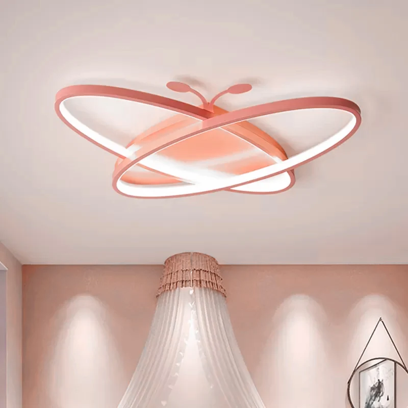 Plafonnier papillon rose/bleu, Style enfants, en fer, LED, encastré, pour la maternelle Clearhalo