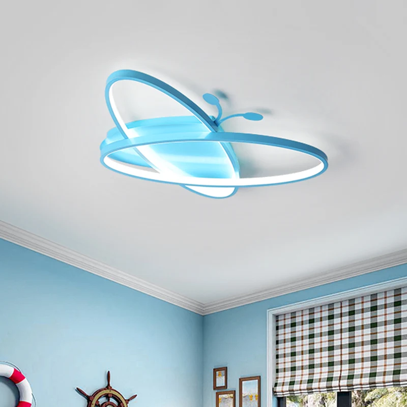 Plafonnier papillon rose/bleu, Style enfants, en fer, LED, encastré, pour la maternelle Clearhalo
