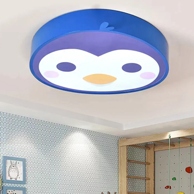 Plafonnier plat en forme d'oiseau pour chambre d'enfant, plafonnier en métal de dessin animé, finition bleue Clearhalo