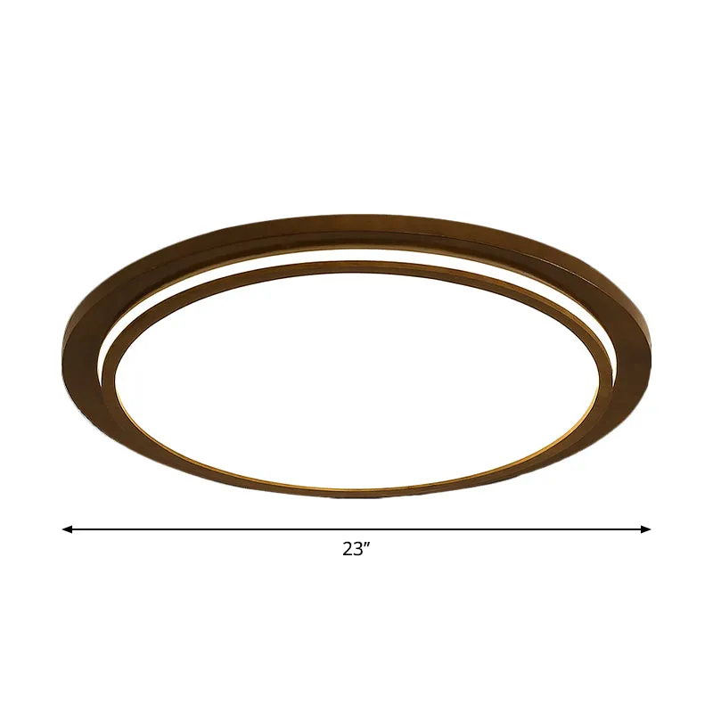 Plafonnier plat marron Modernity 15"/18"/23" Dia LED Luminaire encastré en bois en lumière naturelle Clearhalo
